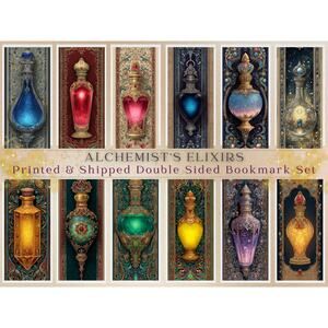 Alchemist’s Elixirs Potion Bottle Bookmark Set Pagan Occult Printed Set Of 12